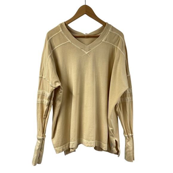 Free People Movement Yellow Oversized Varsity Football Style Top Small - Picture 1 of 10